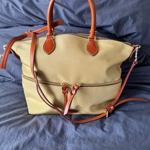 NWOT Dooney & Burke Nylon Large Pocket Satchel in Khaki